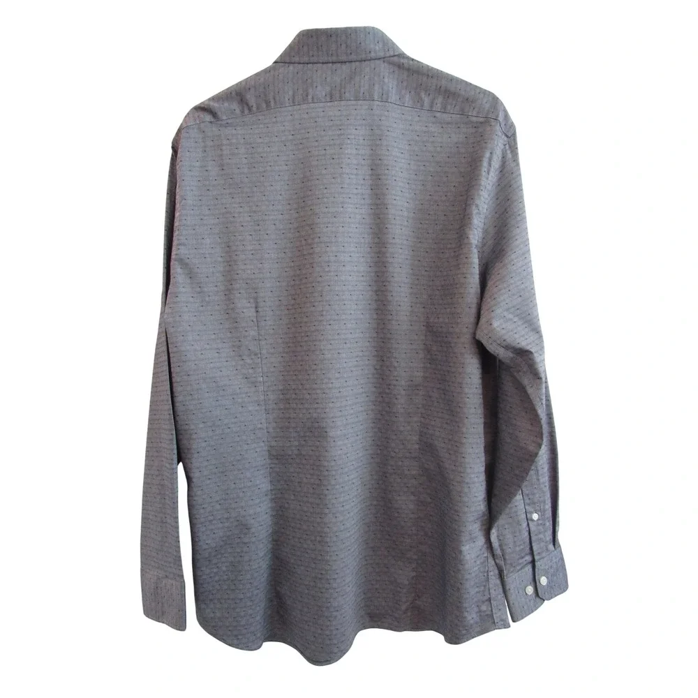 Banana Republic L Dress Shirt Athletic Fit Wrinkle Resistant‎ Gray Black Woven